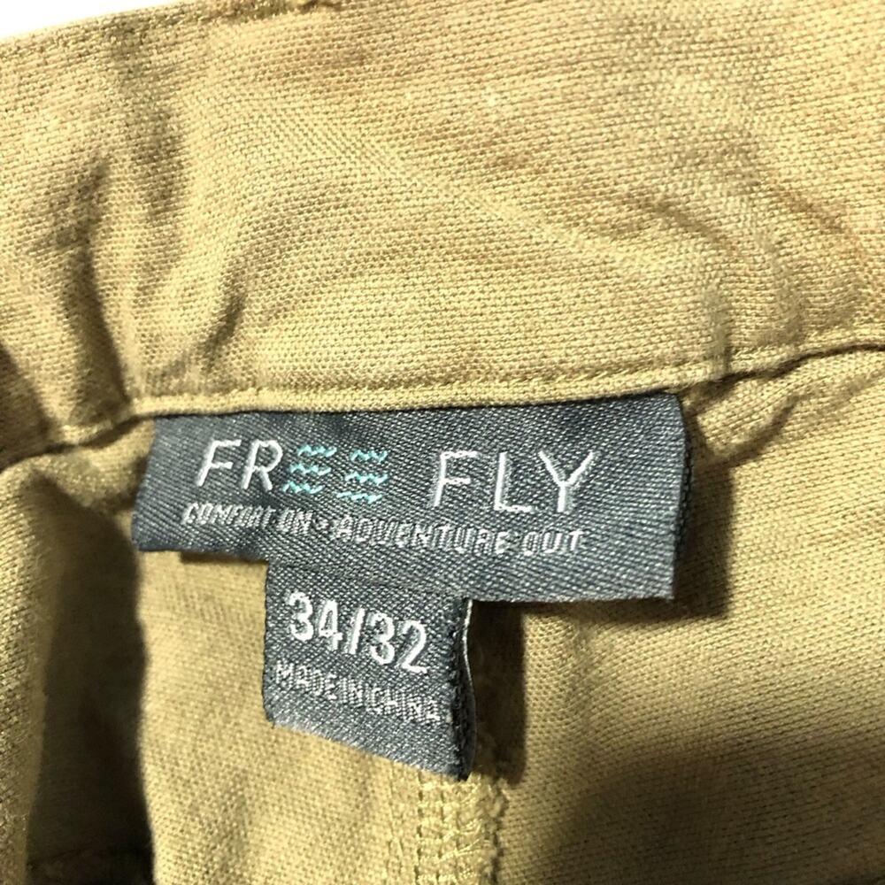 Free Fly mens 34x32 khaki green pants lightweight casual athleisure stretchy - Picture 4 of 11
